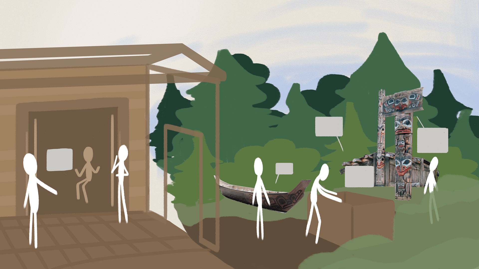 The Totem Journey exhibit concept sketch